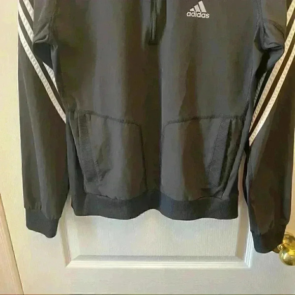 Adidas  Windbreaker Running Jacket Gym Active Hood 1/4 Zip Black White Small - Picture 7 of 16